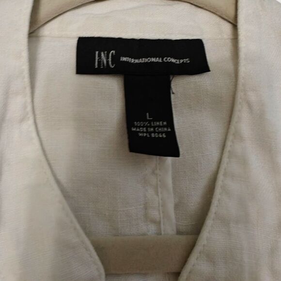 INC International Concepts Linen White Cream Blazer with Ruffle Detail Sz L - Picture 7 of 7